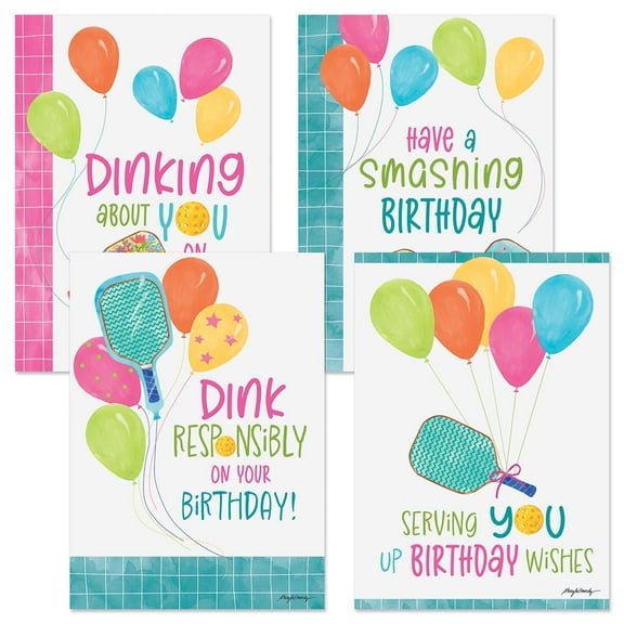 Current Pickleball Wishes Birthday Greeting Cards Value Pack - Set of 8, Single Design, Large 5 x 7 Inch Cards, Sentiments Inside, Envelopes Included