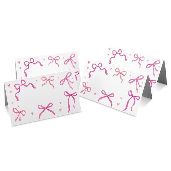 Current Pink Bows Place Cards, Set of 24, 3.5" x 2", Printed in the USA, Great for Parties, Dinners, and Social Events
