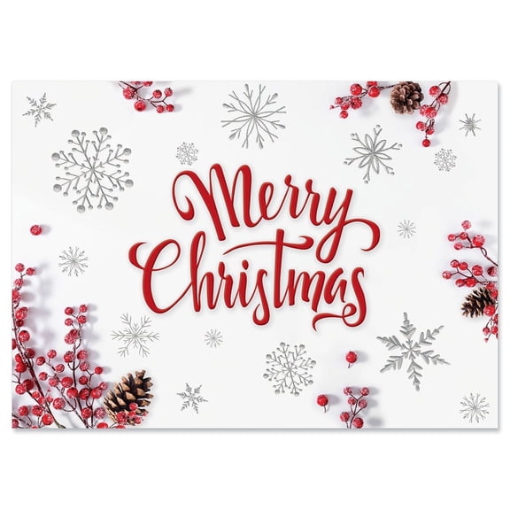 Current Red Berries Christmas Cards - Set of 8 Large 5 x 7-Inch Folded Cards
