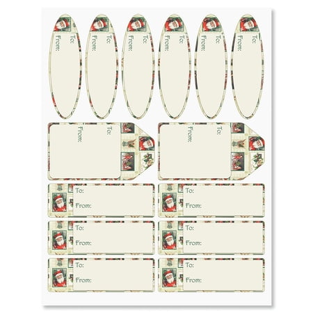 Current Santa Squares Labels - Set of 42 (3 Shapes, 3 Sizes)