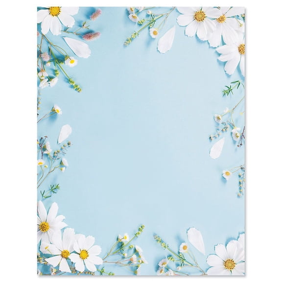Current Shasta Daisy Letter Paper - Set of 25, Stationery Papers 8 1/2" x 11"