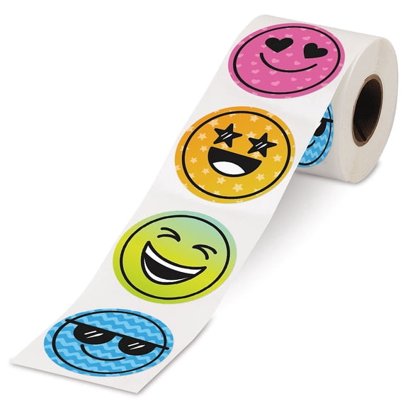 Current Smiley Faces Rolled Stickers, Set of 252, Includes 4 colorful smiley face designs, 1.75" diameter, Great for classrooms, parties, and everyday fun
