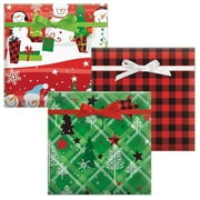 Current Candy Canes & Dots Flat Christmas Gift Wrap Sheets - Set of 3 Sheets, 22" x 34" Easy Storage Wrapping