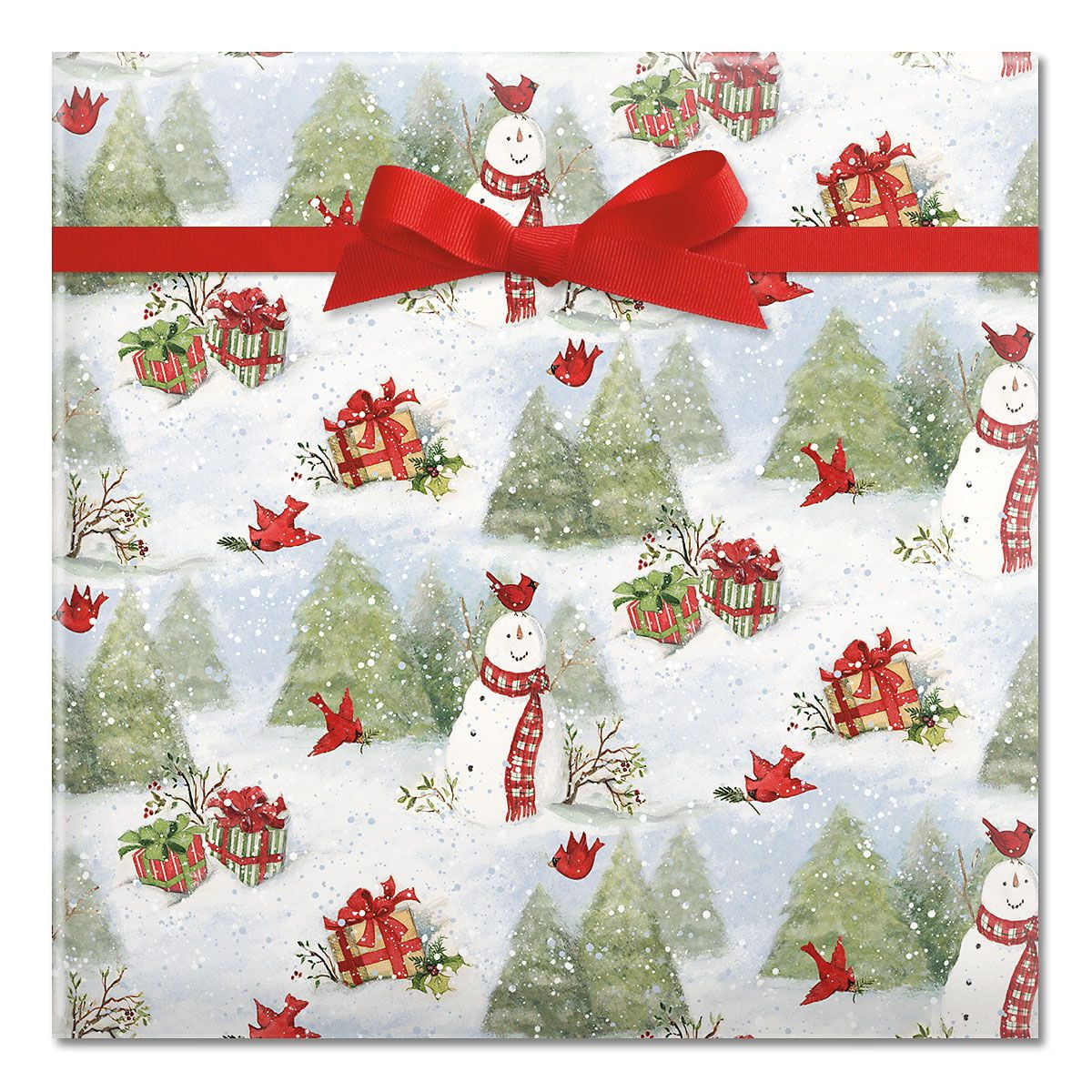 Current Premium Christmas Wrapping Roll, Heavyweight Thick Paper, Snowy Cardinals, 61 sq ft
