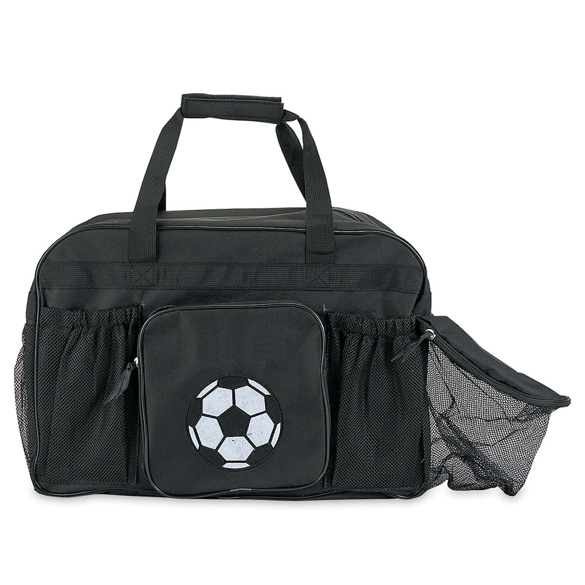 Current Soccer Sports Black Duffel Bag for Kids, 19" Ball & Water Bottle Compartments