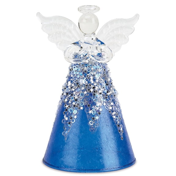 Current Sparkly Blue Glass Angel Figurine - 4.5" Tall Holiday Table Top Dcor