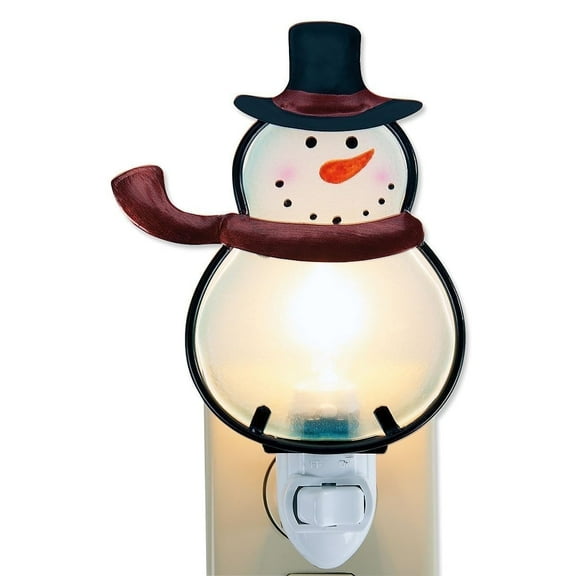 Current Stained Glass Snowman Decorative Incandescent Night Light, 6"H