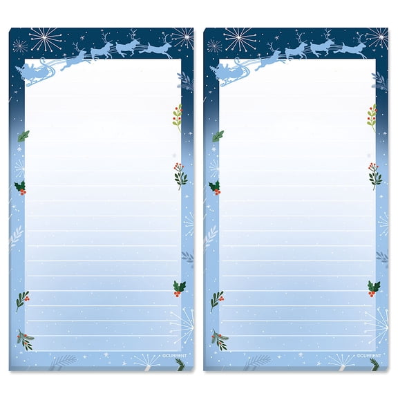 Current Starry Night Magnetic Christmas Holiday Notepad Set – 2 Memo Pads , 60 Sheets, 3.5" x 6.5"