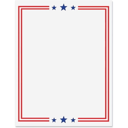 Current Stars & Stripes Patriotic Letter Papers - Set of 25 Summer Stationery, 8 1/2" x 11", Computer Compatible, Wedding & Bridal Shower Flyers, Invitations, or Letterhead