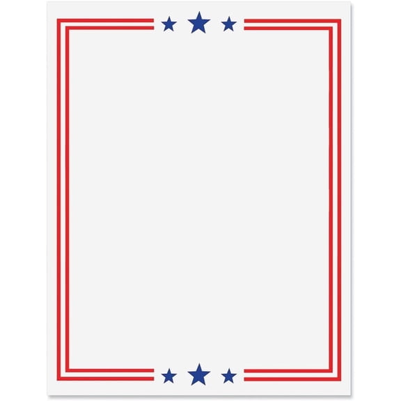 Current Stars & Stripes Patriotic Letter Papers - Set of 25 Summer Stationery, 8 1/2" x 11", Computer Compatible, Wedding & Bridal Shower Flyers, Invitations, or Letterhead