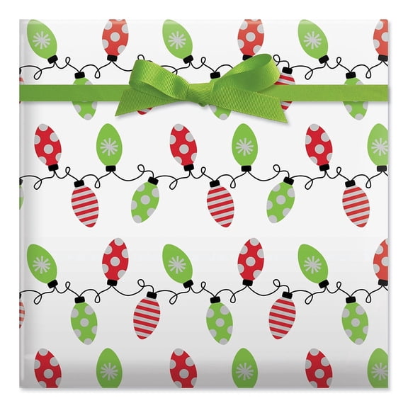 Current String of Lights Jumbo Rolled Christmas Holiday Wrapping Paper, 23 x 32 Feet