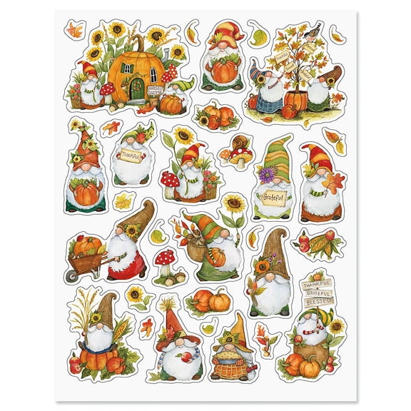 Current Susan Winget Autumn Gnomes Stickers, 2 Pack, Thanksgiving Decorations, Fall Crafts and Stationary, Decals, Party Invitations, DIY, Classroom Activities