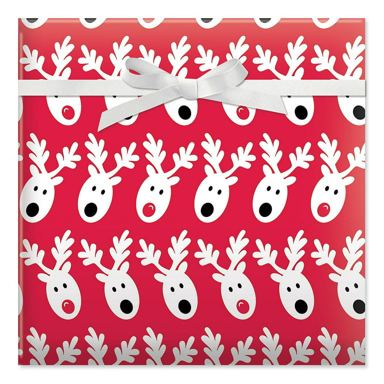 Single Sheet Christmas Gift Wrapping Paper, Thick Xmas Tree & Reindeer  Printed Gift Wrap Paper