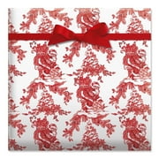 Current Toile Santa Christmas Jumbo Rolled Gift Wrap, 23" x 32', Tear Resistant