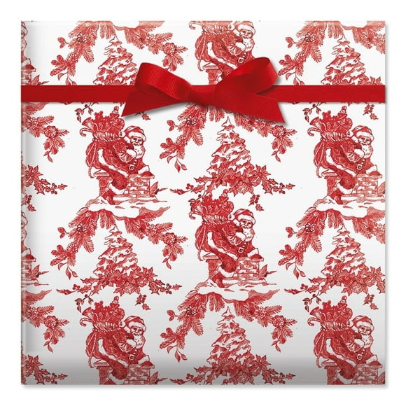 Current Toile Santa Christmas Jumbo Rolled Gift Wrap, 23" x 32', Tear Resistant