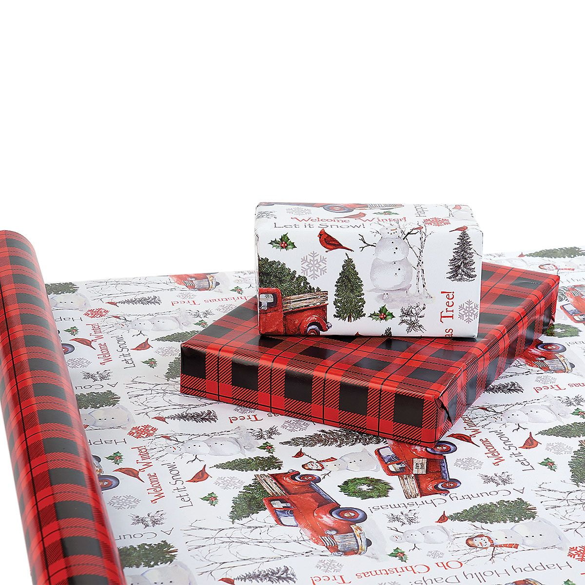 Santa Buffalo Plaid Wishes Kraft Red and Black Holiday /Christmas Gift Wrap  Wrapping Paper 15ft Roll 