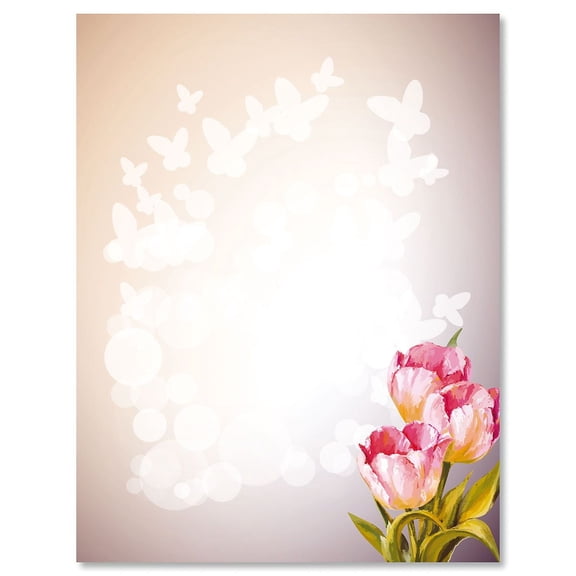 Current Tulips Easter Letter Papers - Pack of 25 Sheets, Spring Stationery Papers, 8.5" x 11" Printer
