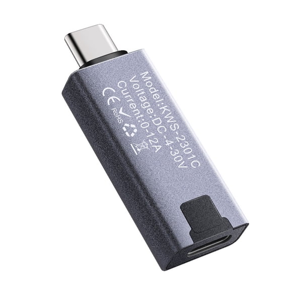 Current Type-C Cellphone Charging Tester PD Direct Current Voltmeter Power Meter Aluminum Alloy Housing Support 4-30V Voltage 0-12A Current Support Fastcharging Test Full Interface