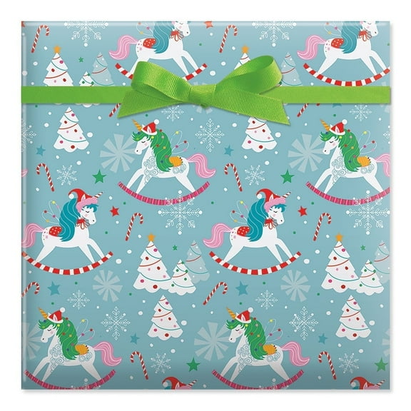 Current Unicorn Yuletide Jumbo Rolled Christmas Gift Wrap, 23-Inch x 32-Foot Roll