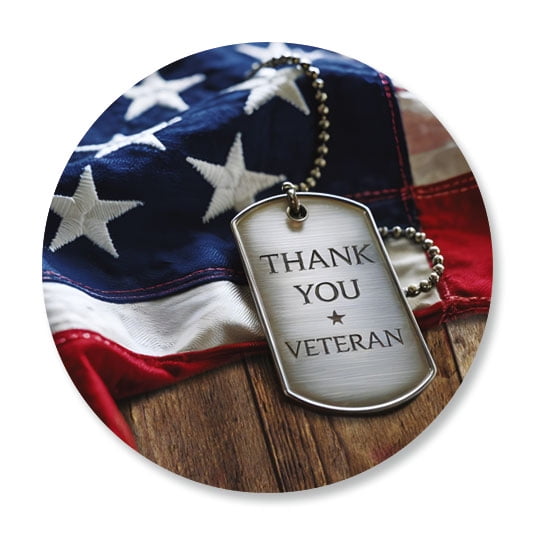 Current Veteran Thank You Seals, Set of 24 on an 8.5" x 11.5" sheet, 1.5" Diameter, Great for holiday parties, stationary, School projects, and mote