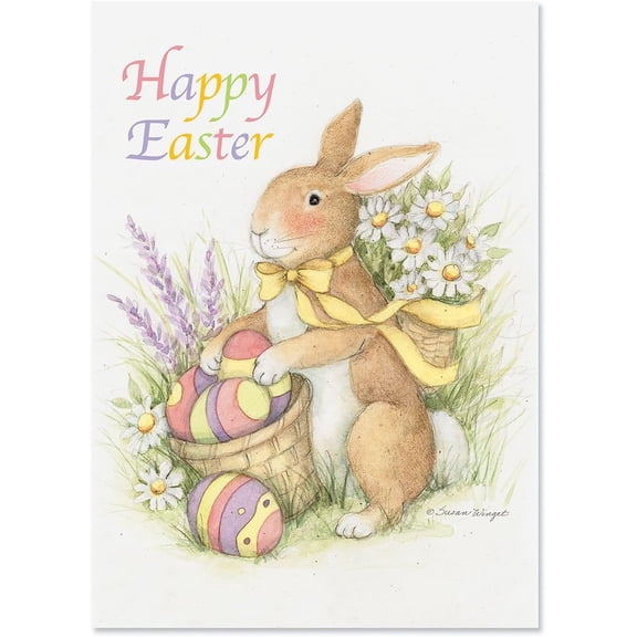 Current Watercolor Bunny Easter Card by Susan Winget - Single Pack, for Kids and Adults, 5" x 7", with Envelope
