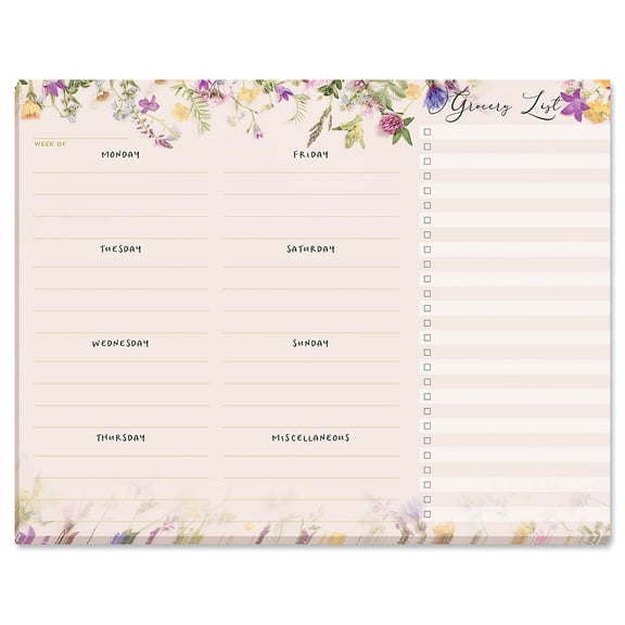 Current Wildflowers Weekly Meal Planner Pad, 50 sheets, 11 x 8-1/2", Printed in the USA, Tear-Off Appointment Calendar