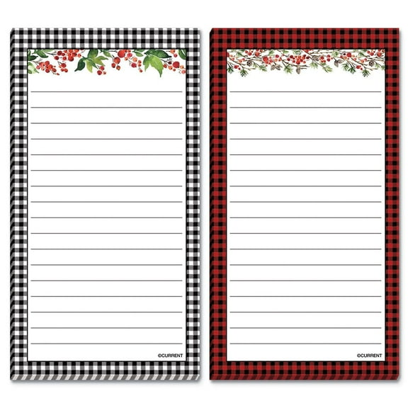 Current Winter Berries Magnetic Christmas Holiday Notepad Set – 2 Memo Pads, 60 Sheets, 3.5" x 6.5"