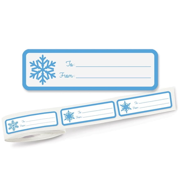 Current Winter Snowflake Christmas Rolled To/From Labels (5 Designs) - Set of 125, Self-Adhesive, Christmas Gift Presentation, Holiday, Celebration