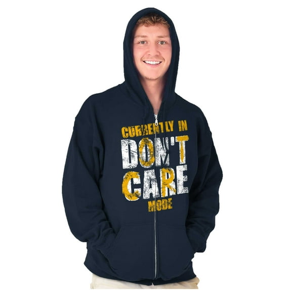 Currently In Dont Care Mode Funny Unisex Fleece Graphic Zip Up Hoodie Brisco Brands 2X