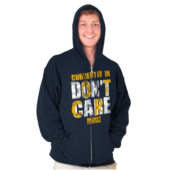 Currently In Dont Care Mode Funny Unisex Fleece Graphic Zip Up Hoodie Brisco Brands 2X