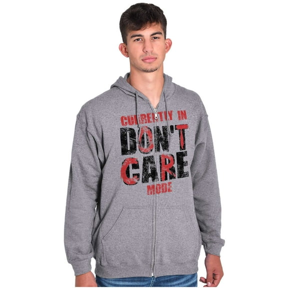 Currently In Dont Care Mode Funny Unisex Fleece Graphic Zip Up Hoodie Brisco Brands 5X