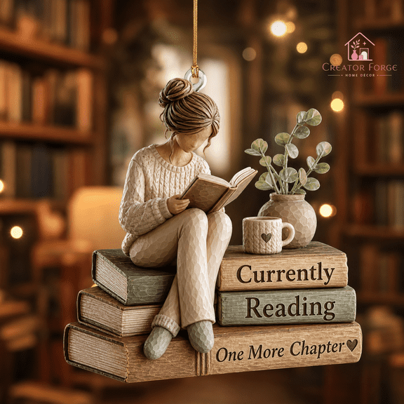 Currently Reading Ornament Book Lover Gift, Cozy Reader Christmas Tree Decor