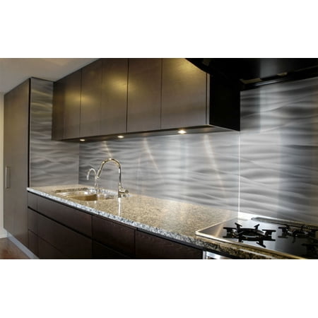 Currents Decorative Stainless Steel Kitchen Backsplash 24" x 30"