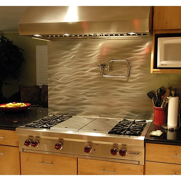 Currents Decorative Stainless Steel Kitchen Backsplash 24" x 30"