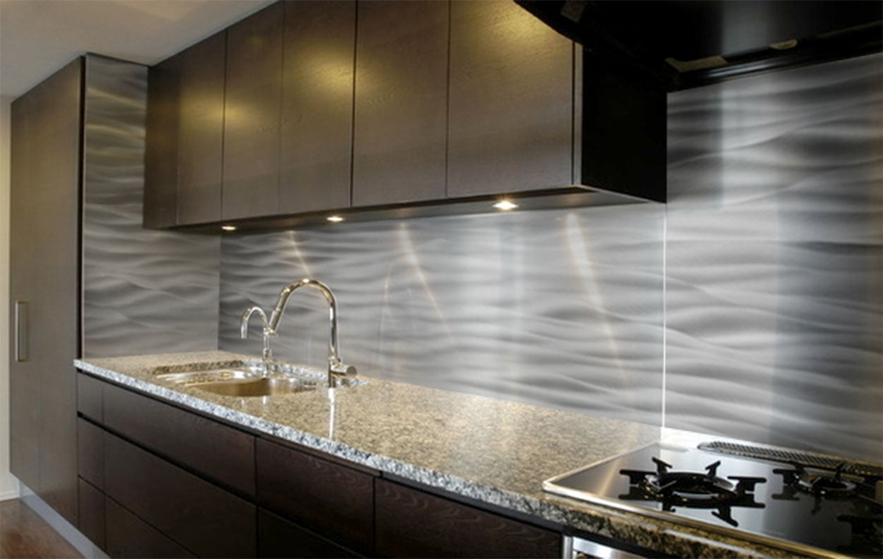 Currents Decorative Stainless Steel Kitchen Backsplash 24" x 48"