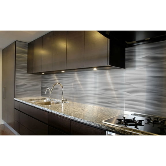 Currents Decorative Stainless Steel Kitchen Backsplash 24" x 48"