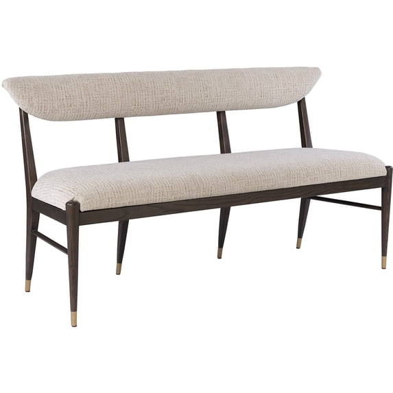 Currey And Company 7000-0982 Arlan 60" Wide Ash Wood Bench - Coffee Brown / Antique Brass