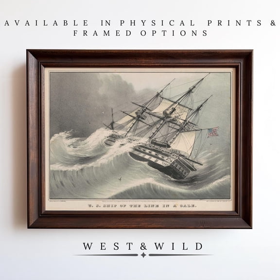 Currier And Ives Prints Vintage Maritime Paintings Classic Ship Art Nautical Illustrations Navy Officer Gift Naval, Unframed Paper Print
