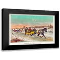 thumbnail image 1 of Currier & Ives 14x11 Black Modern Framed Museum Art Print Titled - Waking up the old mare, 1 of 5