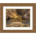 thumbnail image 1 of Currier and Ives 2x Matted 24x20 Gold Ornate Framed Art Print 'Awful conflagration of the steam boat Lexington in Long Island Sound on Monday eveg., Jany. 13th 1840', 1 of 2