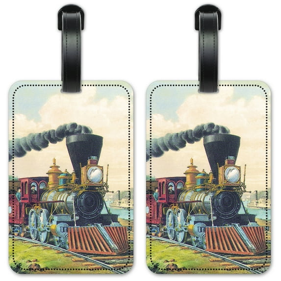 Currier & Ives: Express Train - Luggage ID Tags / Suitcase Identification Cards - Set of 2