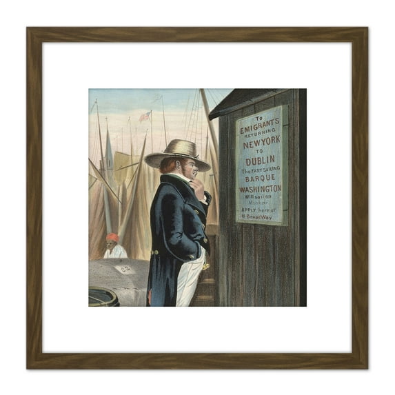 Currier Ives Nicol Homeward Bound New York Painting 8X8 Inch Square Wooden Framed Wall Art Print Picture with Mount