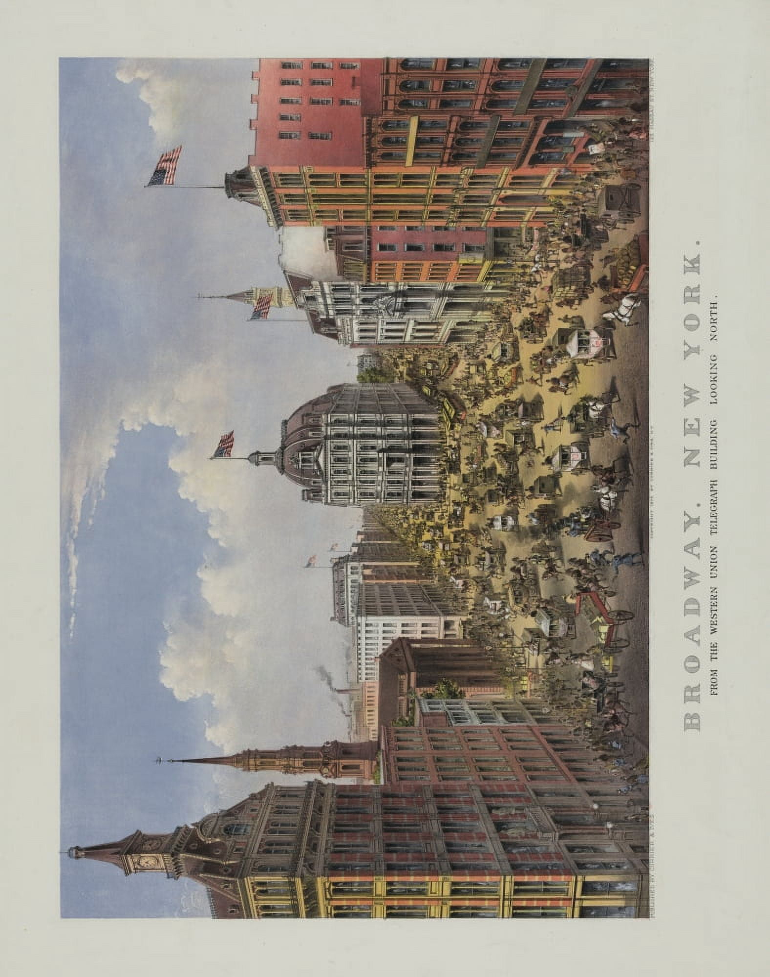 Currier & Ives Print 1875 Broadway New York Canvas Art - (24 x 36)