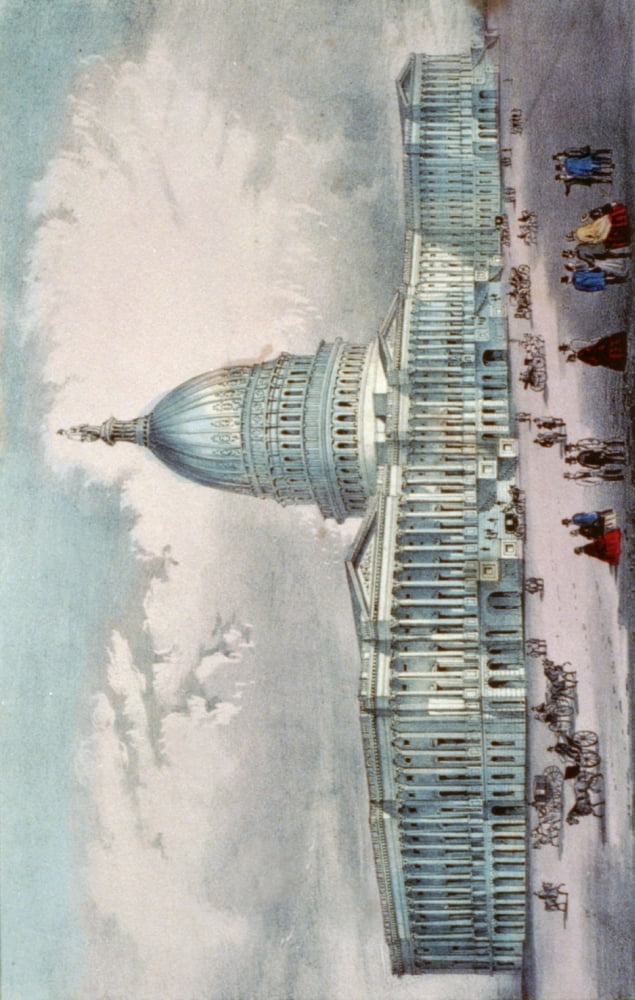 Currier & Ives Print c1860 United States Capitol Washington DC Canvas Art - (24 x 36)