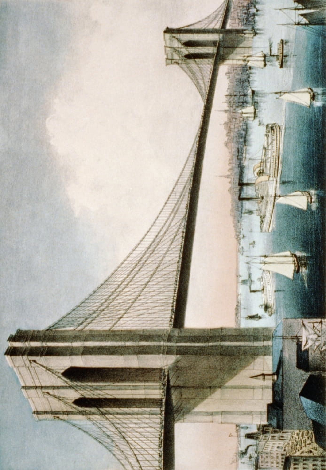 Currier & Ives Print c1881 Brooklyn Bridge Canvas Art -  (24 x 36)