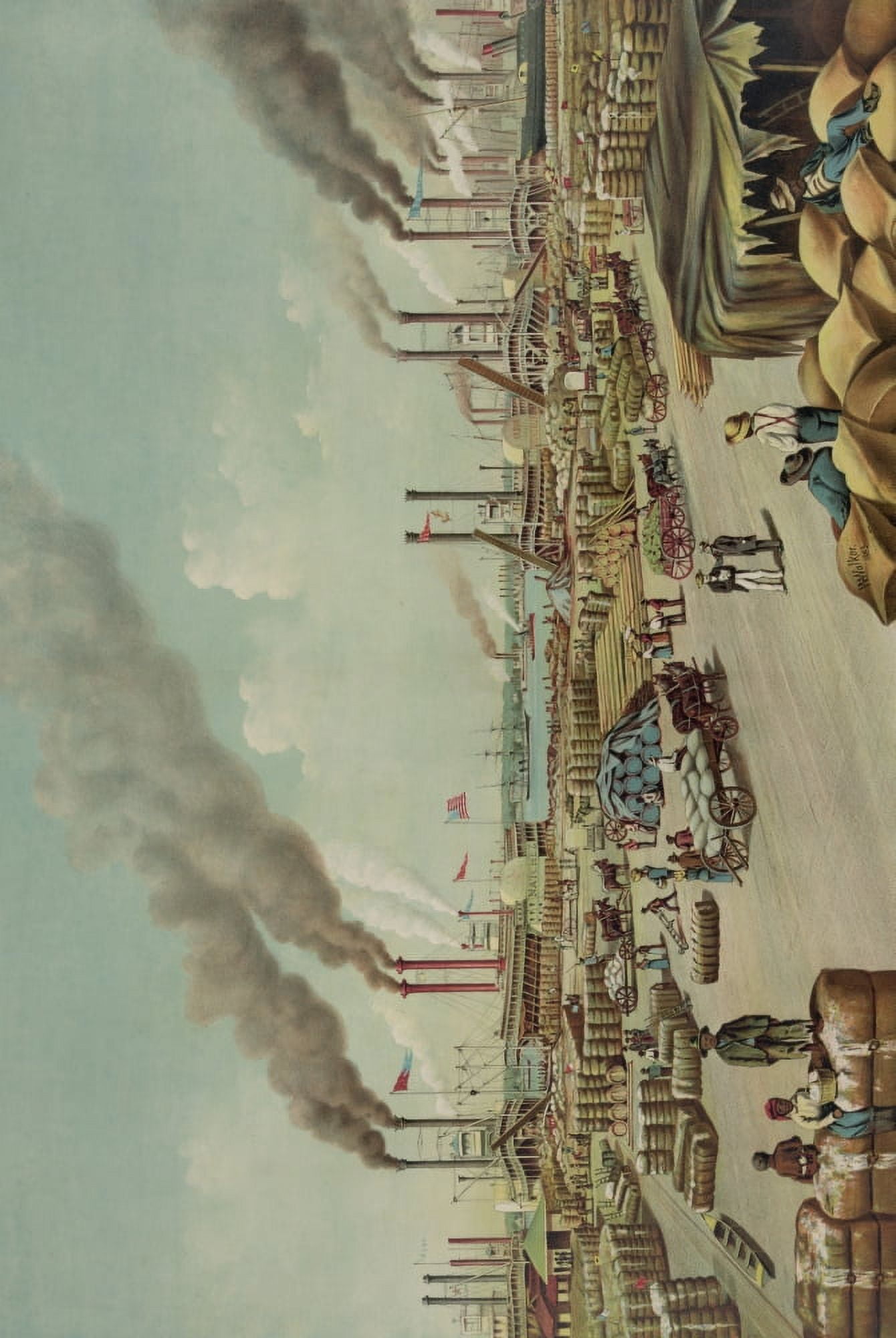 Currier & Ives Print c1884 The Levee New Orleans Canvas Art - (18 x 24)