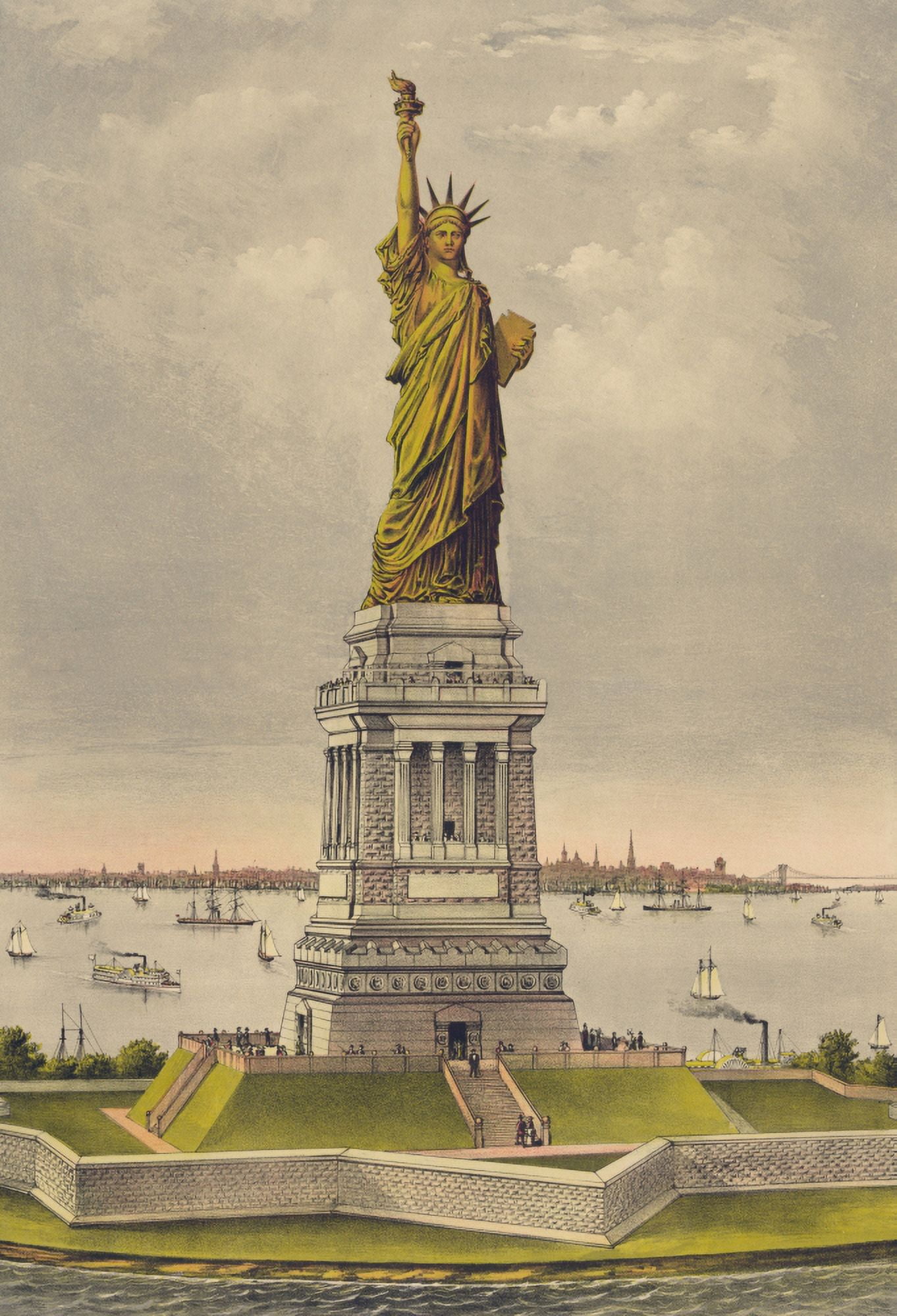 Currier & Ives Print c1885 Statue of Liberty 1 Canvas Art - (18 x 24)