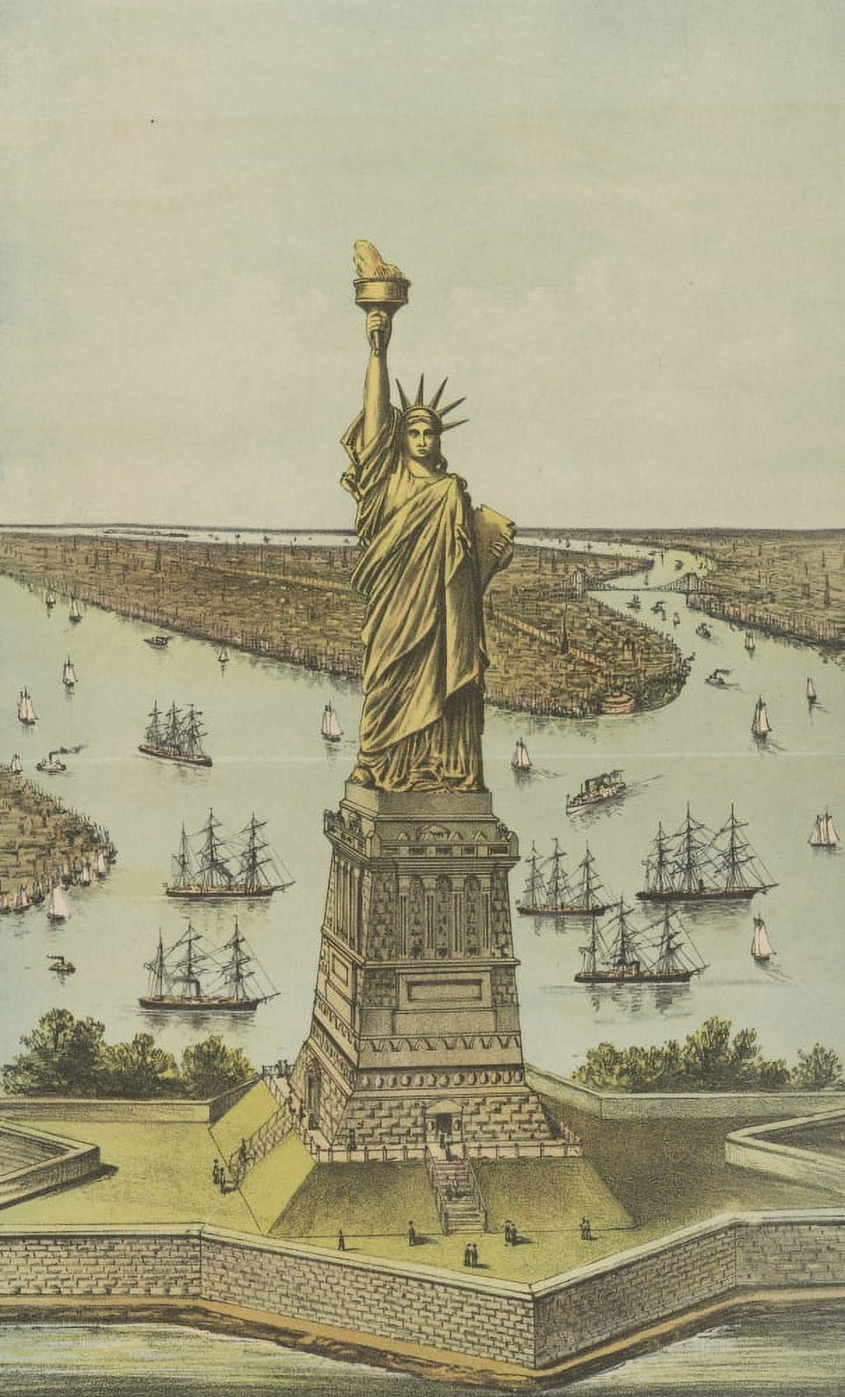 Currier & Ives Print c1885 Statue of Liberty 3 Canvas Art - (24 x 36)