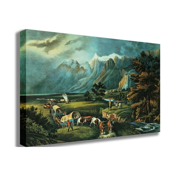 Currier & Ives "The Rocky Mountains: Emigrants Crossing the Plains" (1866) Canvas Print
