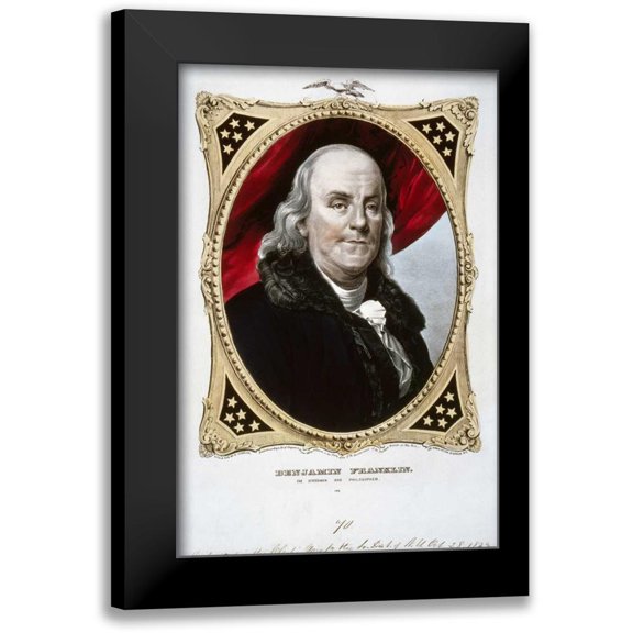Currier and Ives 11x14 Black Modern Framed Museum Art Print Titled - Benjamin Franklin